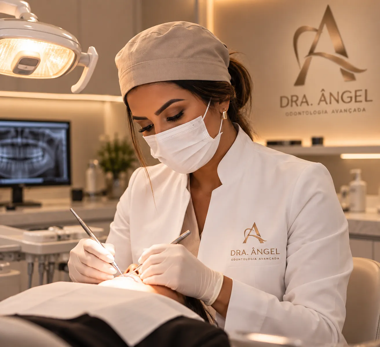 Dra. Ângel realizando um atendimento